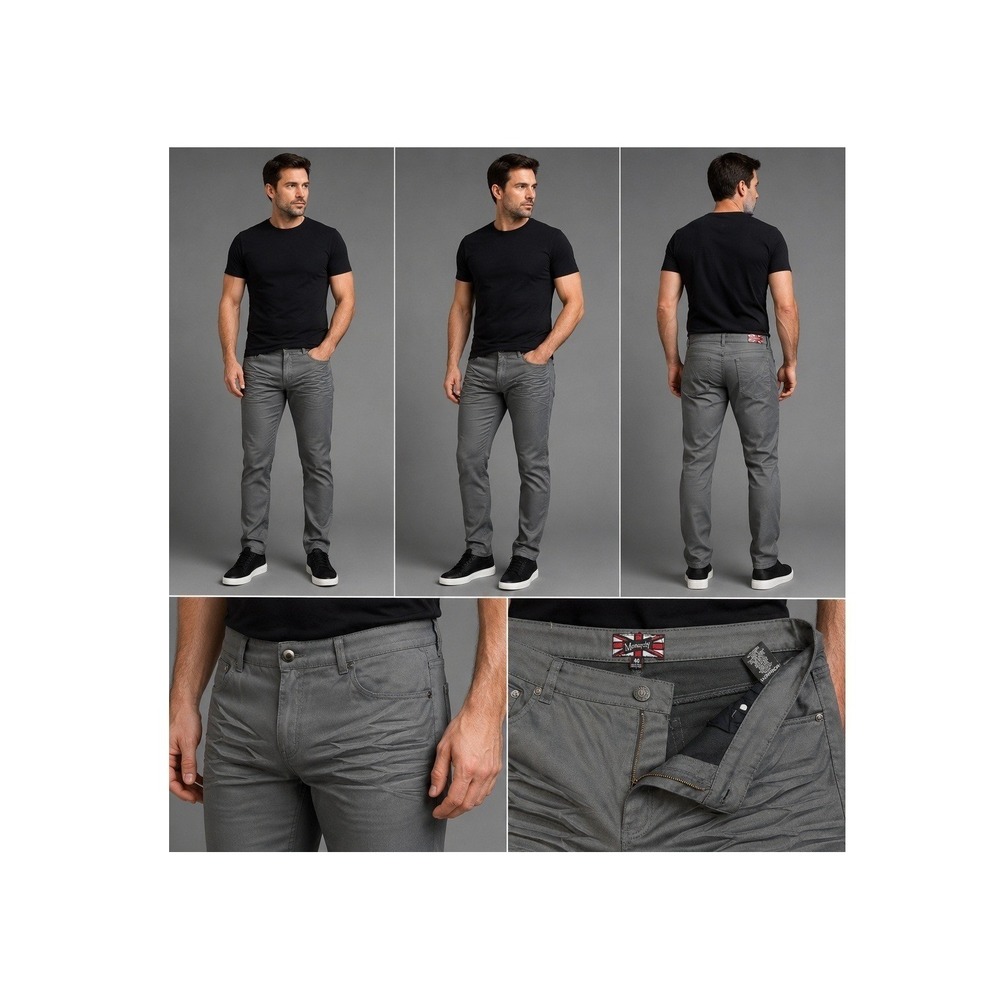 Monarchy Men's Gray Moto Pants Size 40 Slim Straight Biker Twill Jeans